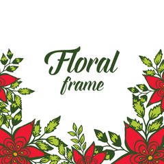 Vector illustration pattern art red floral frames blooms