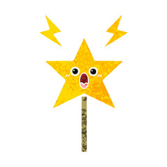 retro illustration style cartoon magic wand