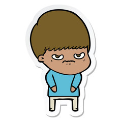 sticker of a annoyed cartoon boy