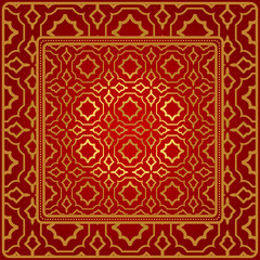 Design Of A Geometric Pattern. Vector. For Wallpaper, Flyer, Book, Brochure. Red gold color