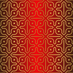 Art Deco Pattern Of Geometric Elements. Seamless Pattern. Vector Illustration. Design For Printing, Presentation, Textile Industry. Chinese red gold color
