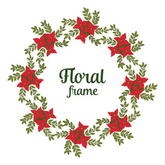 Vector illustration shape artwork red floral frame