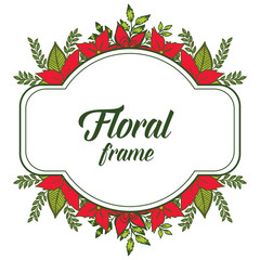 Vector illustration decor style red floral frame