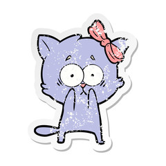 distressed sticker of a cartoon cat