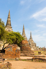 Fototapeta premium Ayutthaya historical park covers the ruins of the old city of Ayutthaya, Wat phra si sanphet.