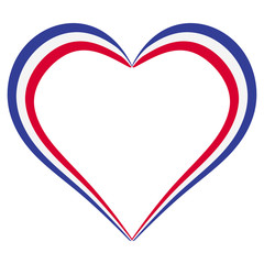 Heart shape flag of France, vector I love France, outline calligraphy of the heart the color flag