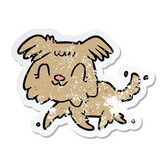 distressed sticker of a cartoon dog