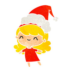 christmas retro cartoon of kawaii girl