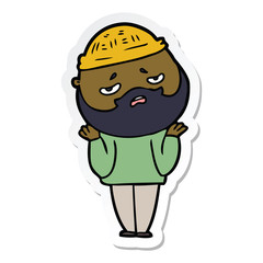 sticker of a cartoon worried man with beard