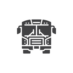 School bus front view vector icon. filled flat sign for mobile concept and web design. City public bus glyph icon. Transportation symbol, logo illustration. Pixel perfect vector graphics