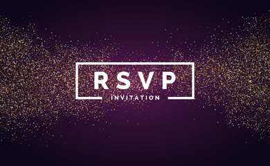 RSVP. Gold glitter. Invitation for the event.