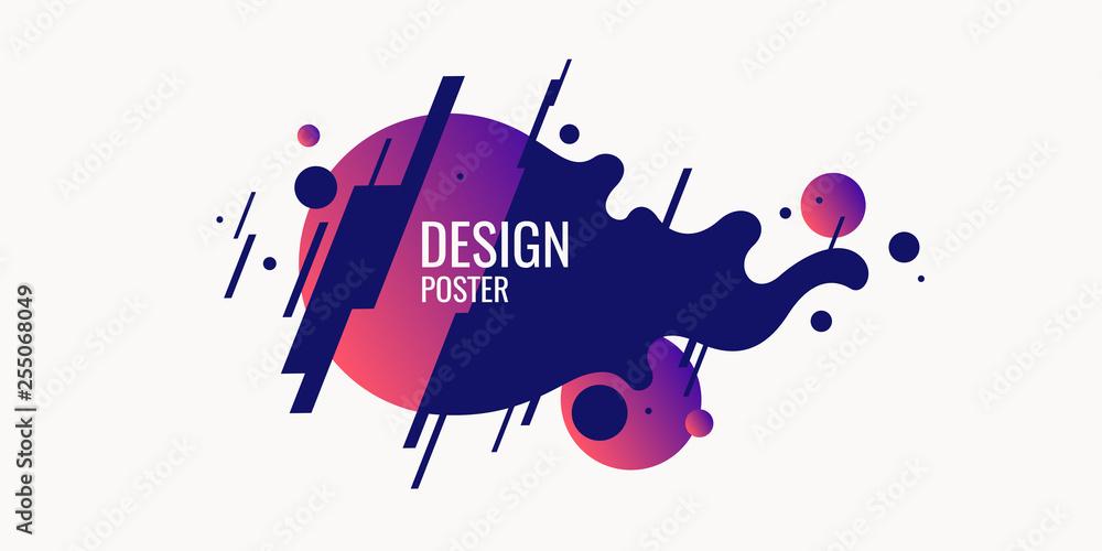 Poster trendy abstract background. composition of amorphous forms and lines.
