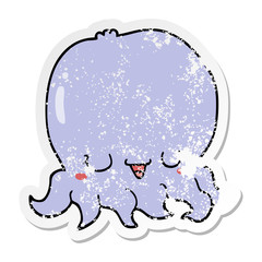 distressed sticker of a cartoon jellyfish