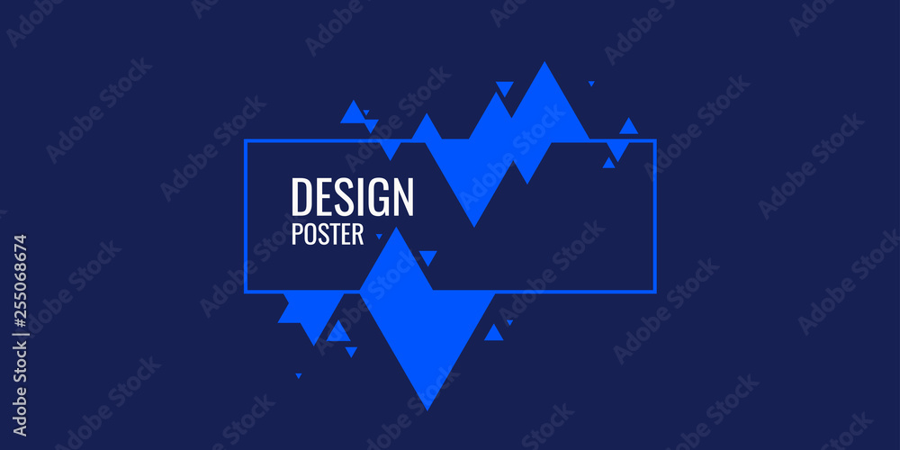 Poster abstract geometric background with triangles in minimalistic style.