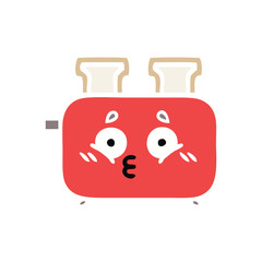 flat color retro cartoon of a toaster