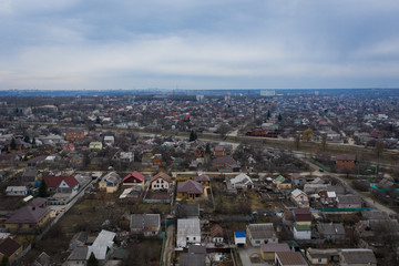Holiday village top view. Shooting from the drone.