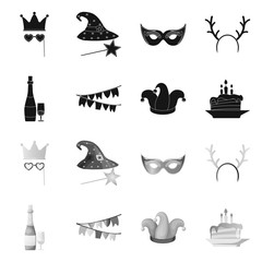 Isolated object of party and birthday symbol. Collection of party and celebration vector icon for stock.
