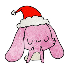 christmas textured cartoon of kawaii rabbit