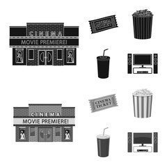 Vector design of television and filming logo. Set of television and viewing stock vector illustration.