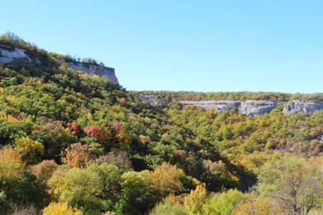 Autumn forest near Bakhchisarai city on the Crimean Peninsula.