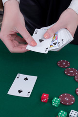 Diverse adults gambling shoot