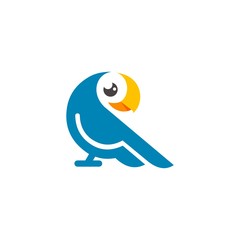 cute bird parrot logo vector illustration template