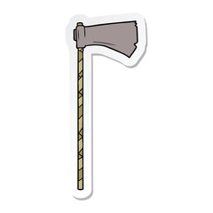 sticker of a cartoon medieval war axe