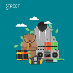 Street art vector flat style design illustration