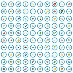 100 fly icons set in isometric 3d style for any design vector illustration