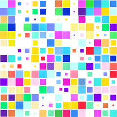 Mosaic of a bright colorful squares on a white background. 