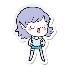 sticker of a cartoon elf girl