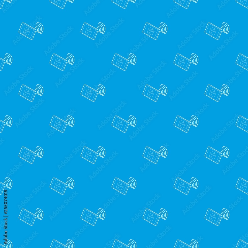 Poster tablet pc with gps and wifi sign pattern vector seamless blue repeat for any use