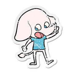 distressed sticker of a cute cartoon elephant