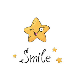 Cute poster with star on white background.