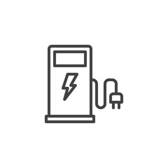 Electric car charging station line icon. linear style sign for mobile concept and web design. Filling Station outline vector icon. Symbol, logo illustration. Pixel perfect vector graphics