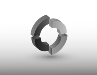 Circle vector logo illustration using gray color meaning rotation or cycle of any thing on white background 