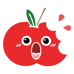 Obraz premium flat color retro cartoon red apple