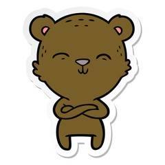 sticker of a happy confident cartoon bear