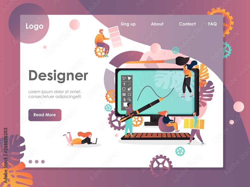 Poster designer vector website landing page design template