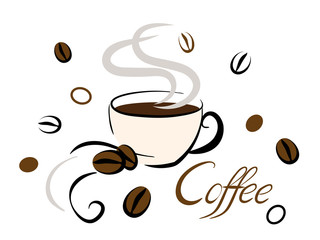 Vector composition cup of coffee.