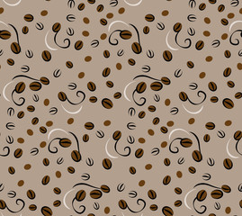 Seamless pattern with coffee beans.