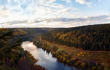 Fototapeta premium Sunset river in autumn