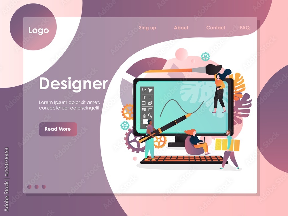 Poster designer vector website landing page design template