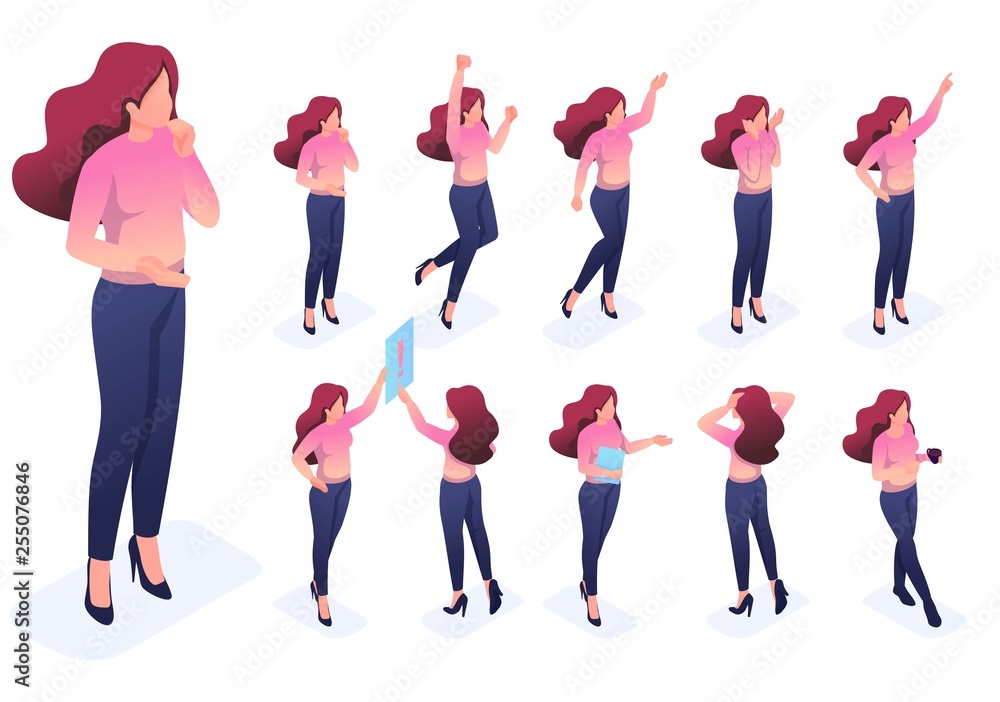 Poster isometric create your vector characters
