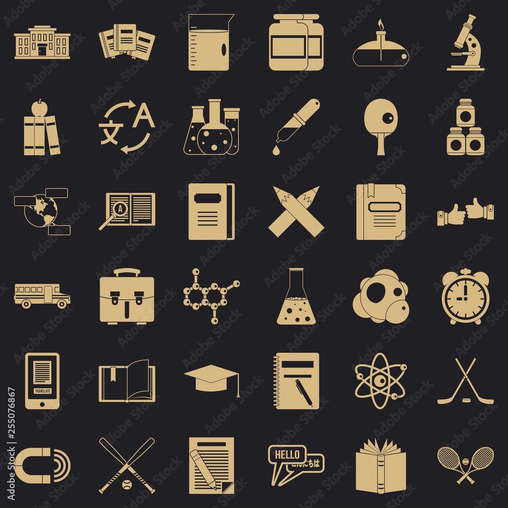 Aufkleber college icons set. simple style of 36 college vector icons for web for any design