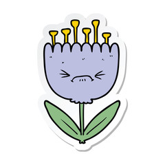 sticker of a cartoon angry flower