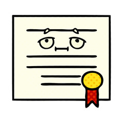 comic book style cartoon graduation diploma