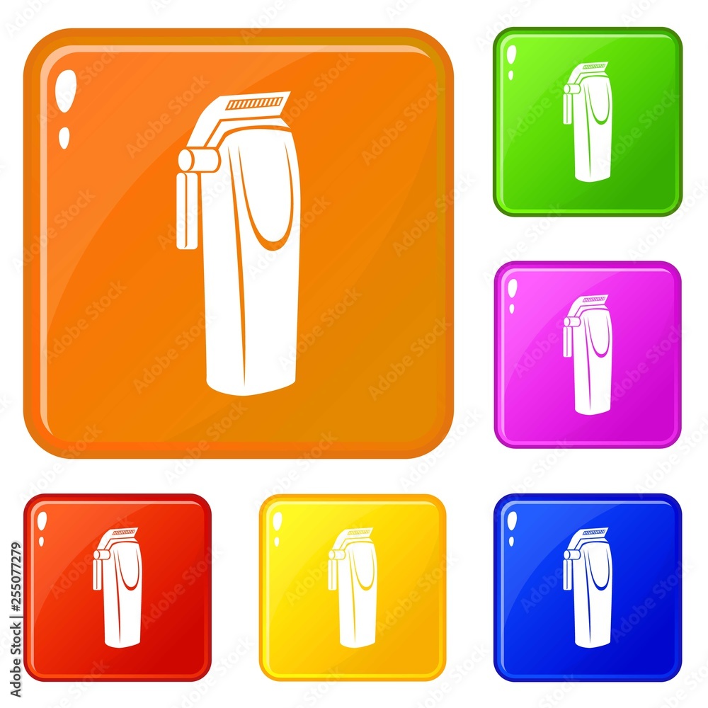 Poster electric razor icons set collection vector 6 color isolated on white background