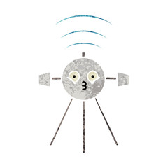 retro illustration style cartoon satellite