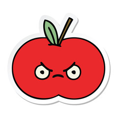 sticker of a cute cartoon red apple